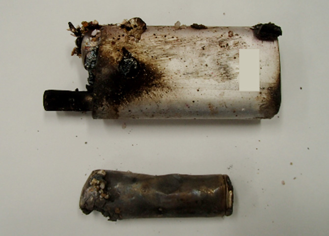 発火原因となったリチウムイオン電池