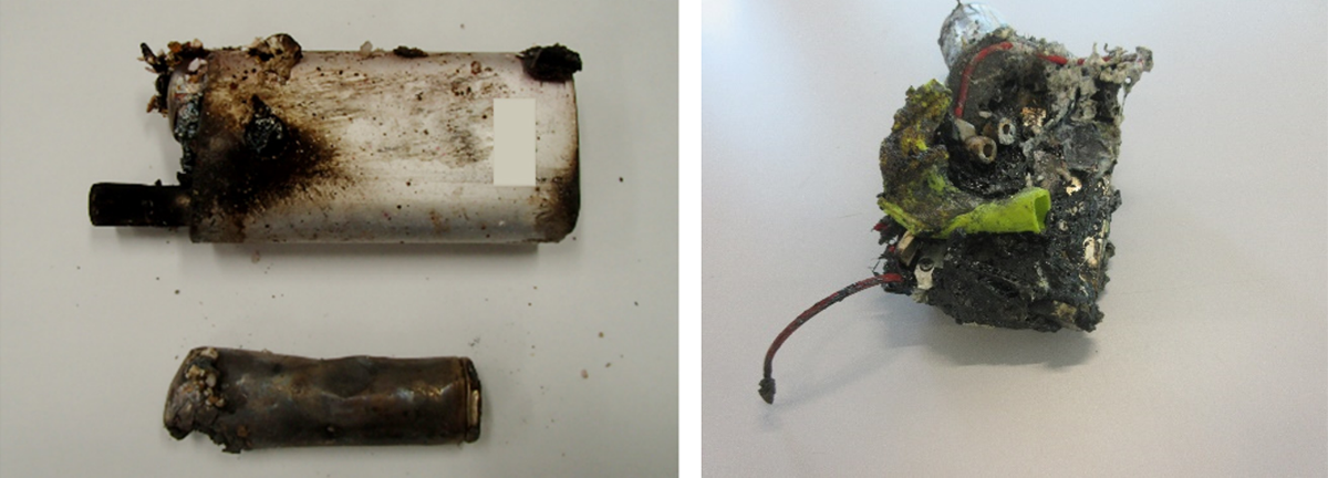 発火原因となったリチウムイオン電池